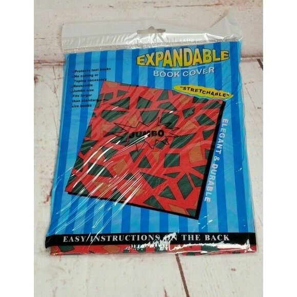 Expandable Jumbo Book Cover Red Green Square Design - Picture 2 of 6